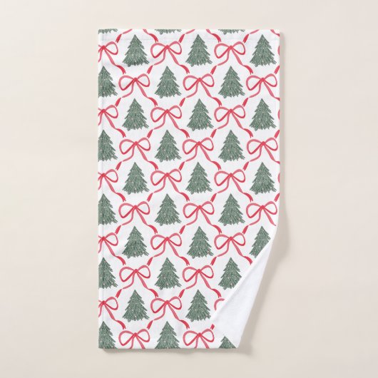 Preppy Christmas Gingham Bow バスタオルセット (ハンドタオル)