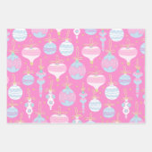 Preppy Christmas Holiday Ornaments Pastels ラッピングペーパーシート (正面2)