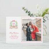 Preppy Christmas Leopard Crest Monogram 招待状 (スタンド正面)