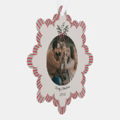 Preppy Christmas Ornament with Photo and Monogram オーナメントカード (右)