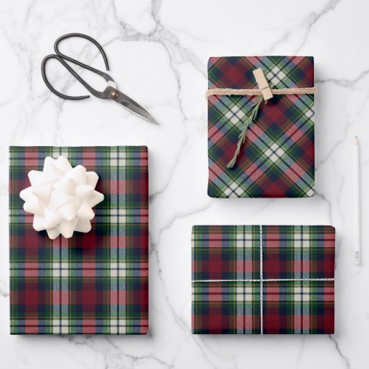 Preppy Christmas Plaid Wrapping Paper ラッピングペーパーシート (正面)