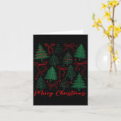 Preppy Christmas Tree Merry Xmas Girly Coquette Ki カード (黄色い花)