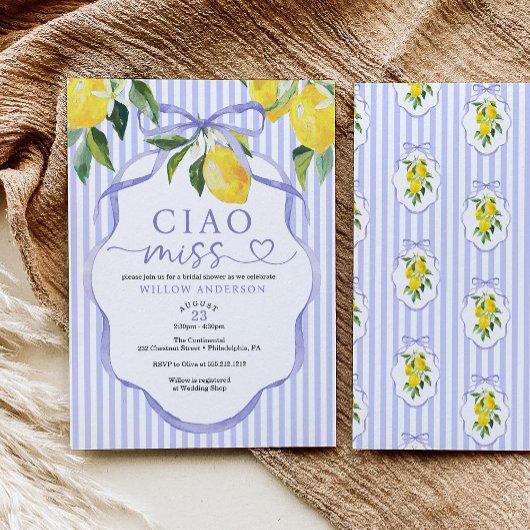 Preppy Citrus Ciao Miss Bridal Shower Invitation 招待状