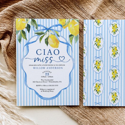 Preppy Citrus Ciao Miss Bridal Shower Invitation 招待状