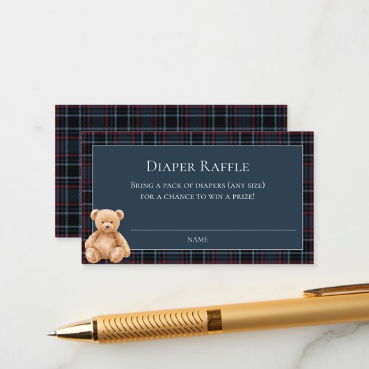 Preppy Classic Teddy Bear Baby Shower  エンクロージャーカード (正面/裏面インサイチュ)