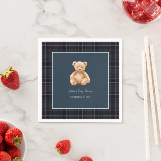 Preppy Classic Teddy Bear Baby Shower  スタンダードカクテルナプキン (インサイチュ)
