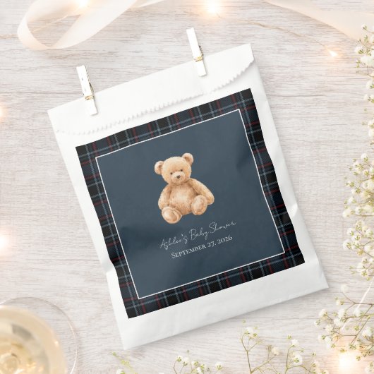 Preppy Classic Teddy Bear Baby Shower  フェイバーバッグ (クリップ留めされた状態)