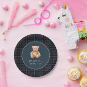 Preppy Classic Teddy Bear Baby Shower ペーパープレート (パーティー)