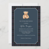 Preppy Classic Teddy Bear Baby Shower 招待状 (正面)