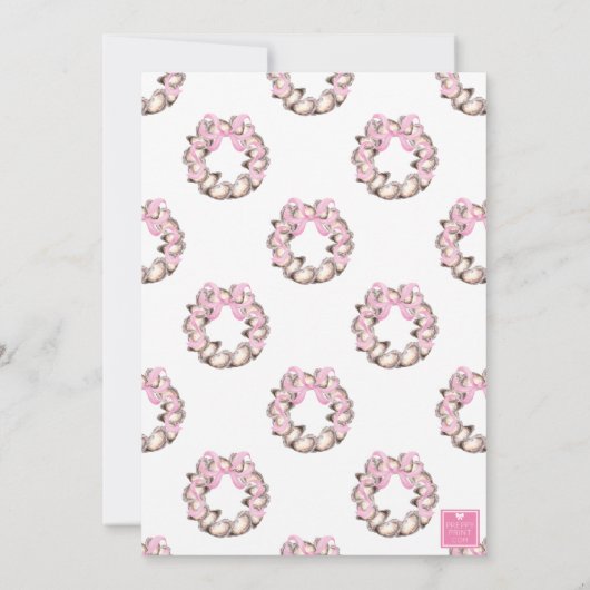 Preppy Coastal Oyster Bow Wreath Christmas Party 招待状 (裏面)