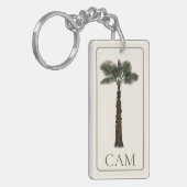 Preppy Coastal Palm Tree Monogram キーホルダー (正面左)
