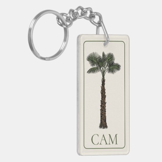 Preppy Coastal Palm Tree Monogram キーホルダー (正面左)