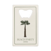 Preppy Coastal Palm Tree Monogram クレジットカード栓抜き (裏面)