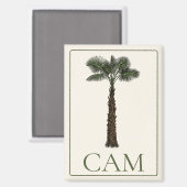 Preppy Coastal Palm Tree Monogram マグネット (正面/裏面)