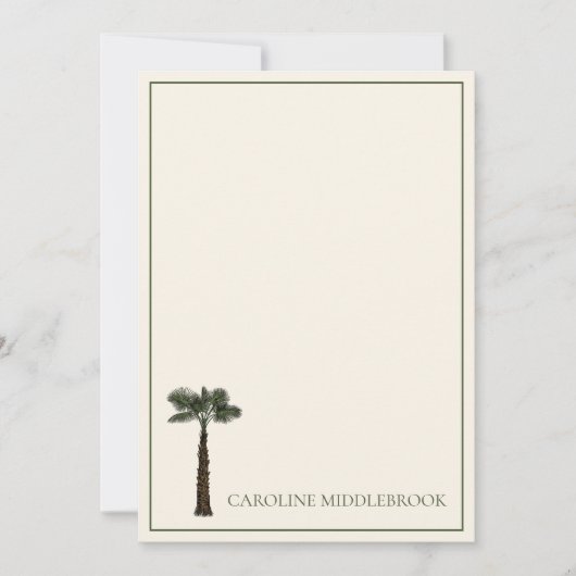 Preppy Coastal Palm Tree Personalized ノートカード (正面)
