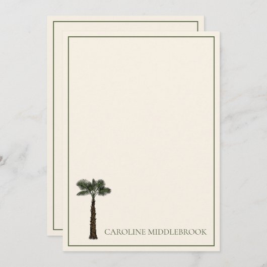 Preppy Coastal Palm Tree Personalized ノートカード (正面/裏面)