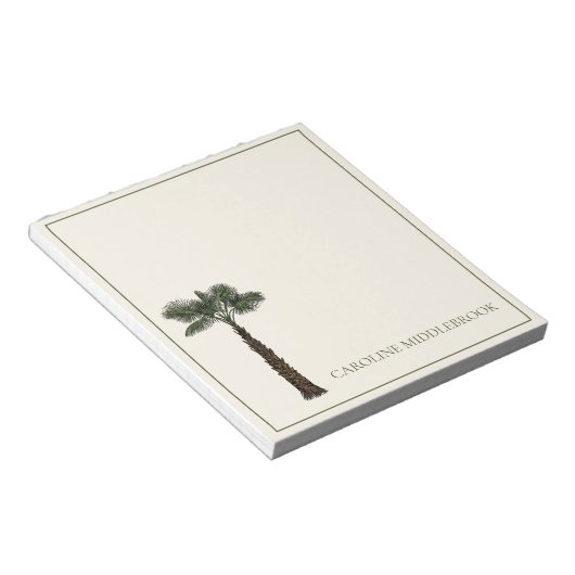 Preppy Coastal Palm Tree Personalized ノートパッド (アングル)