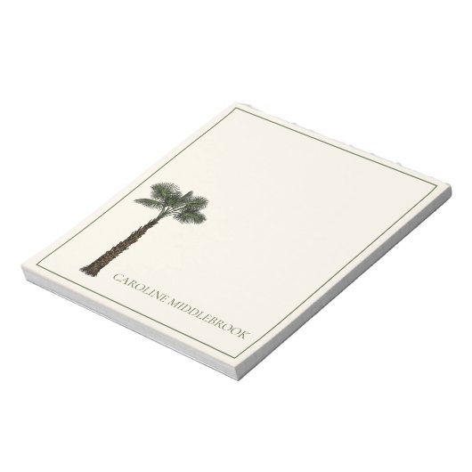 Preppy Coastal Palm Tree Personalized ノートパッド (回転)