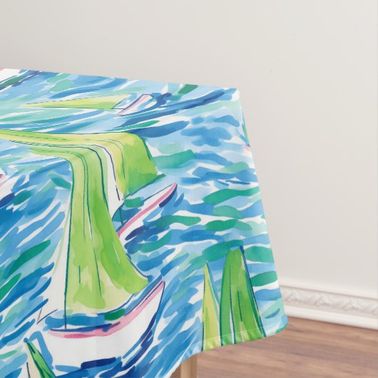 Preppy Coastal Sailboats テーブルクロス (インサイチュ)