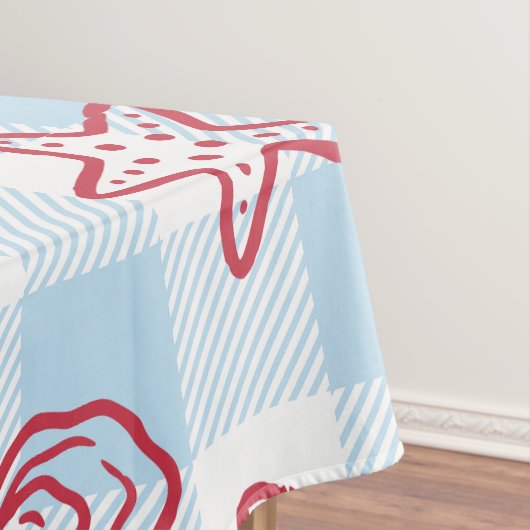Preppy Coastal Seafood Gingham Kitchen Decor テーブルクロス (インサイチュ)