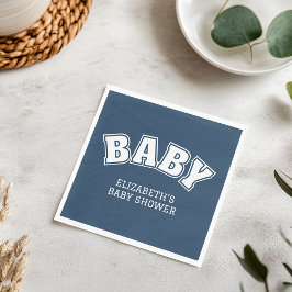 Preppy Collegiate Varsity Navy Baby Shower スタンダードランチョンナプキン