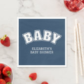 Preppy Collegiate Varsity Navy Baby Shower スタンダードランチョンナプキン (インサイチュ)