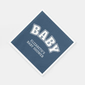 Preppy Collegiate Varsity Navy Baby Shower スタンダードランチョンナプキン (角)