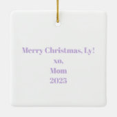 Preppy Coquette 6–7 Pink Stripe Bow Trend Year セラミックオーナメント (裏面)