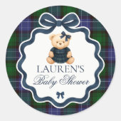 Preppy Coquette Bow Bear Baby Shower Envelope Seal ラウンドシール (正面)