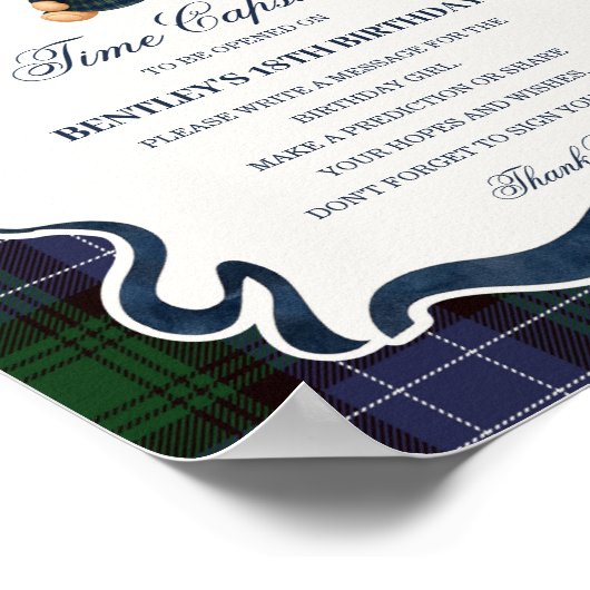 Preppy Coquette Bow Bear Birthday Time Capsule ポスター (角)