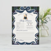 Preppy Coquette Bow Bear Girl Advice for Baby Card 招待状 (スタンド正面)