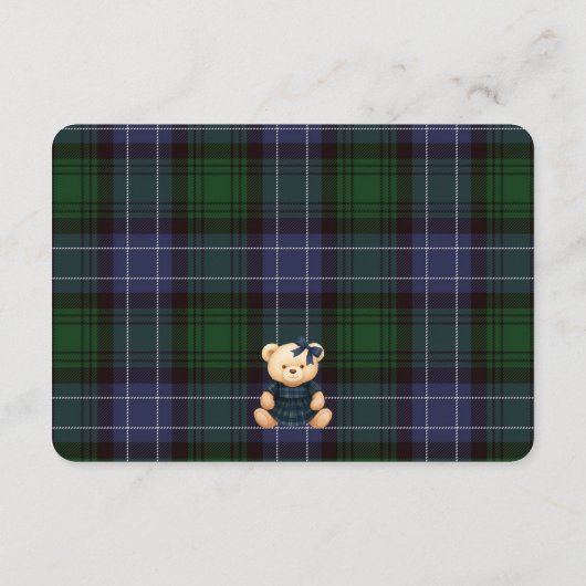 Preppy Coquette Bow Bear Plaid Baby Registry Card エンクロージャーカード (裏面)