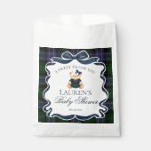 Preppy Coquette Bow Bear Plaid Baby Shower Dessert フェイバーバッグ (正面)