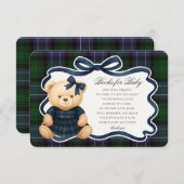 Preppy Coquette Bow Bear Plaid Books for Baby Card エンクロージャーカード (正面/裏面)