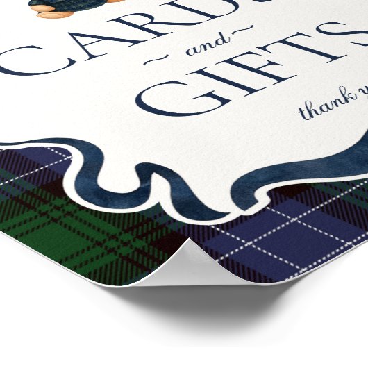 Preppy Coquette Bow Bear Plaid Cards & Gifts ポスター (角)