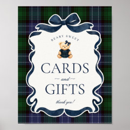Preppy Coquette Bow Bear Plaid Cards & Gifts ポスター