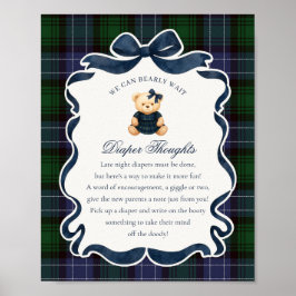 Preppy Coquette Bow Bear Plaid Diaper Thoughts ポスター