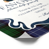 Preppy Coquette Bow Bear Plaid Party Favors Sign ポスター (角)