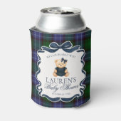 Preppy Coquette Bow Bear Tartan Baby Shower Favor 缶クーラー (缶裏面)