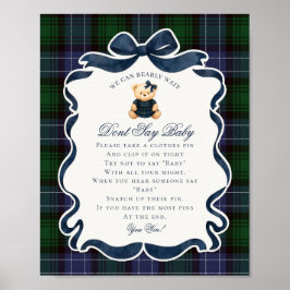 Preppy Coquette Bow Bear Tartan Dont Say Baby Game ポスター