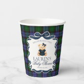 Preppy Coquette Bow Bear Tartan Plaid Baby Shower 紙コップ (裏面)