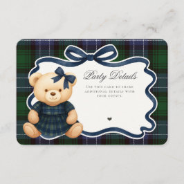 Preppy Coquette Bow Bear Tartan Plaid Details Card エンクロージャーカード