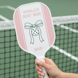 Preppy Coquette World's Best Mom Monogrammed ピックルボールラケット