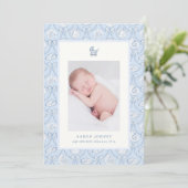 Preppy Couquette Coastal Baby Birth Announcement 招待状 (スタンド正面)