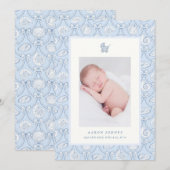 Preppy Couquette Coastal Baby Birth Announcement 招待状 (正面/裏面)