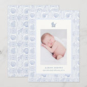 Preppy Couquette Coastal Baby Birth Announcement 招待状 (正面/裏面)