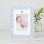 Preppy Couquette Coastal Baby Birth Announcement 招待状 (スタンド正面)