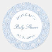 Preppy Couquette Coastal Baby Shower ラウンドシール (正面)