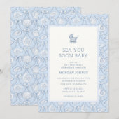 Preppy Couquette Coastal Baby Shower Invitation 招待状 (正面/裏面)