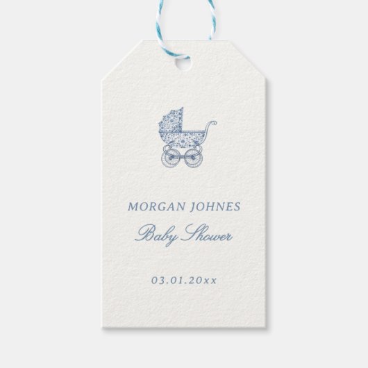 Preppy Couquette Coastal Baby Shower Welcome ギフトタグ (正面)